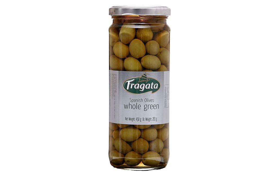 Fragata Spanish Olives Whole Green   Glass Jar  450 grams